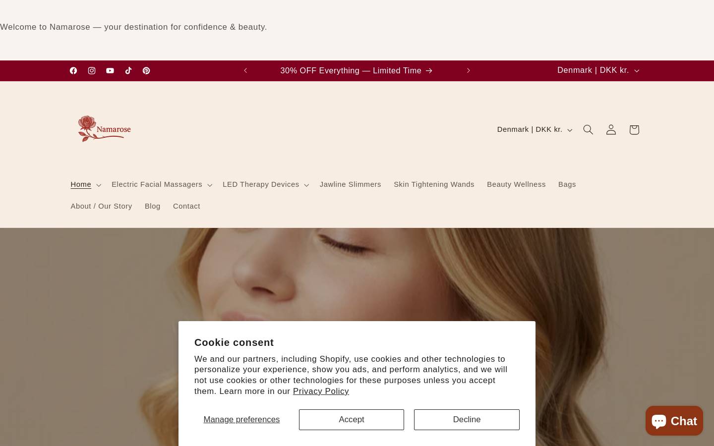 namarose.com homepage screenshot