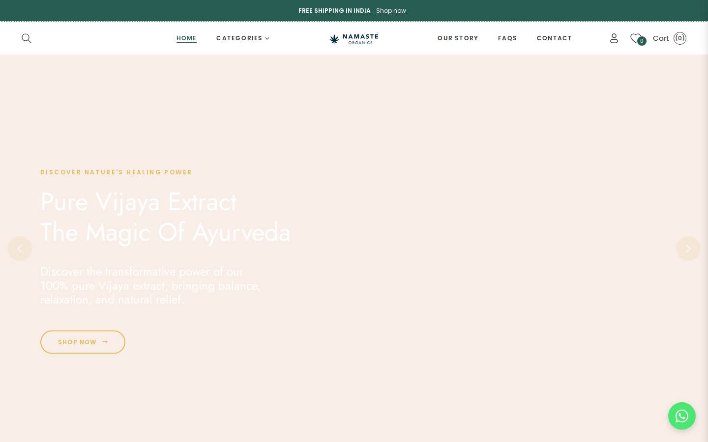 namasteorganics.in homepage screenshot