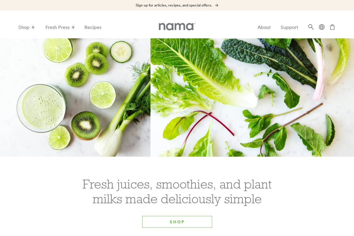 Namawell homepage screenshot