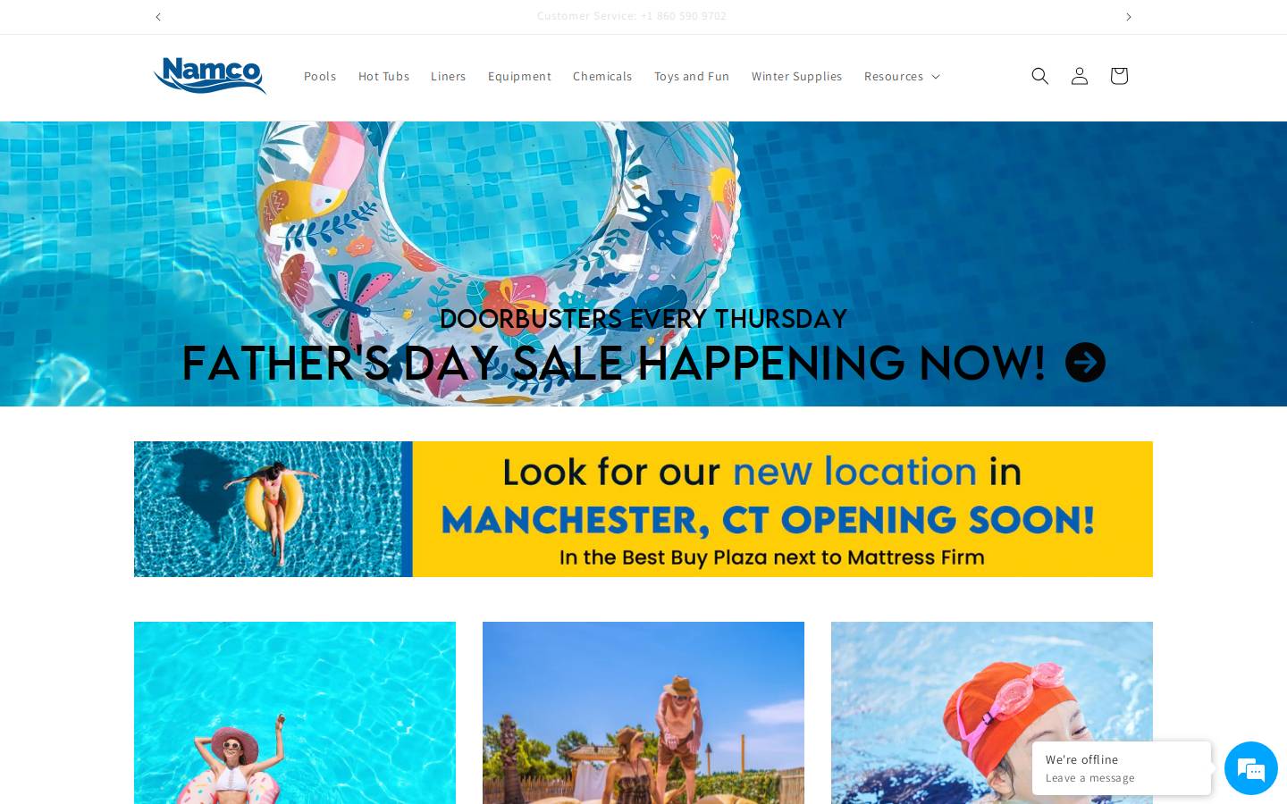 Namcopools homepage screenshot