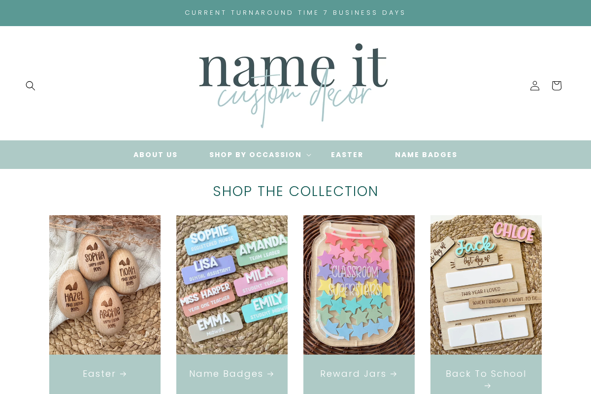 nameitcustomdecor.com.au homepage screenshot