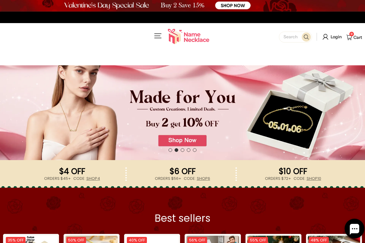 Namenecklace homepage screenshot