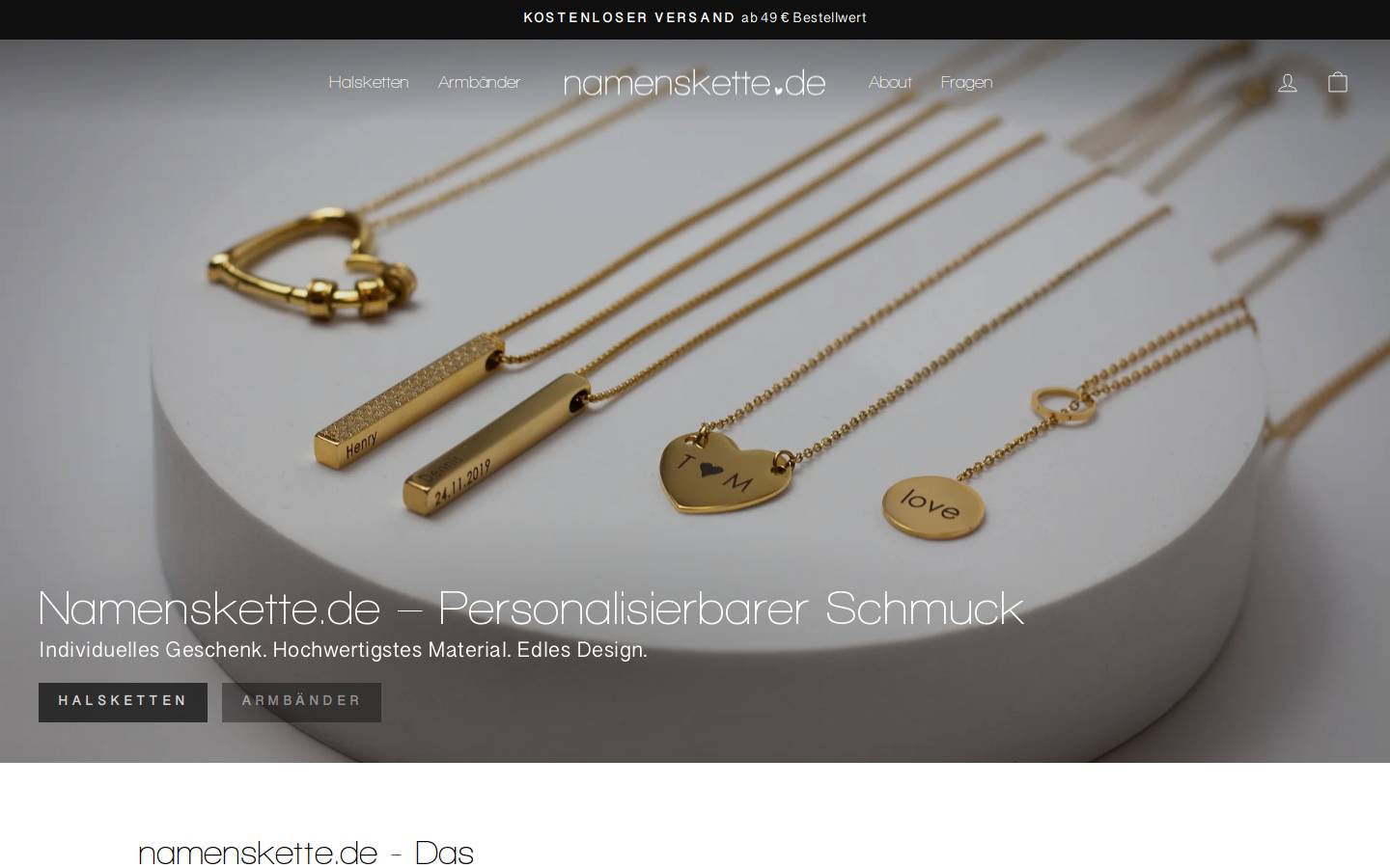 namenskette.de homepage screenshot
