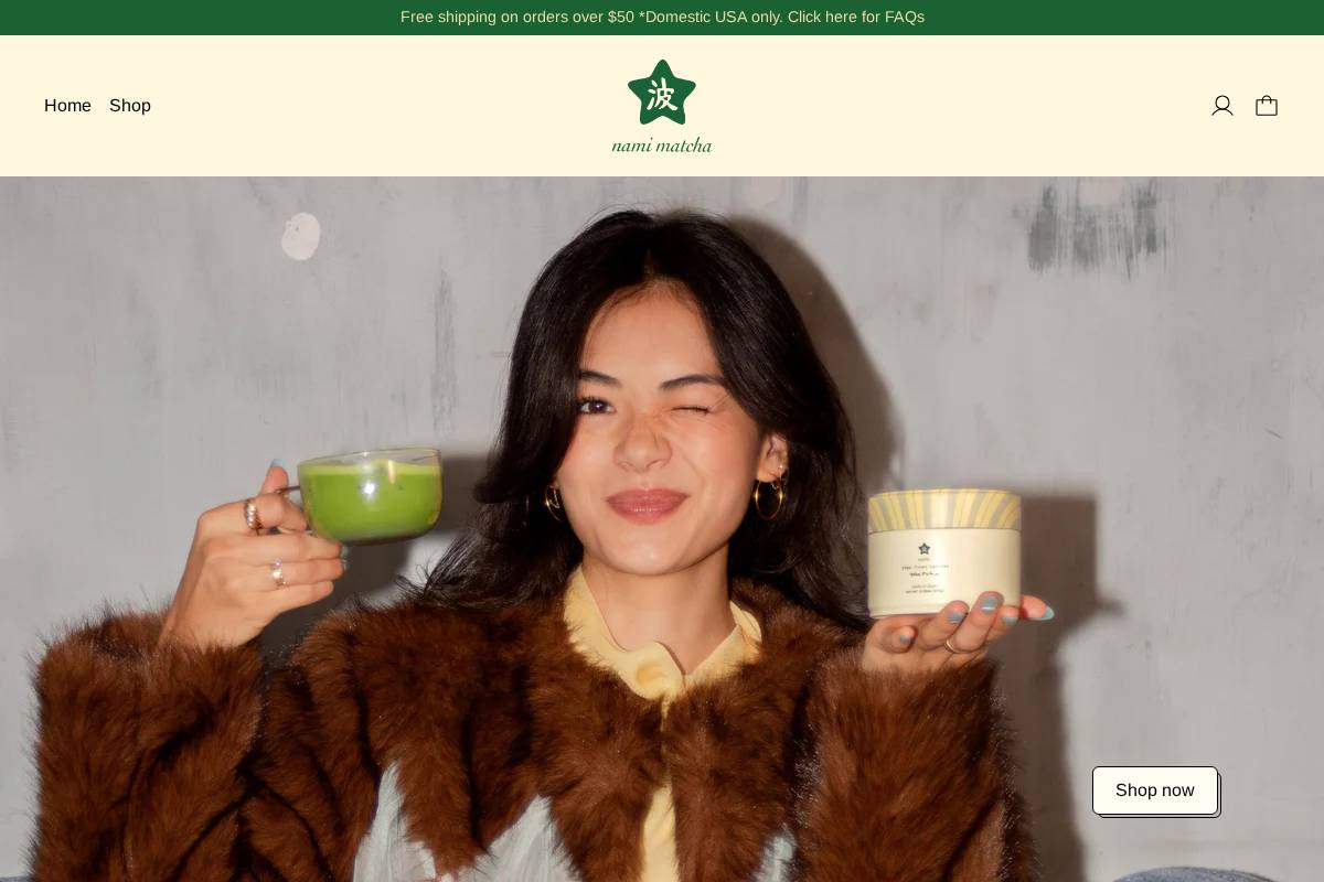 namimatcha.com homepage screenshot