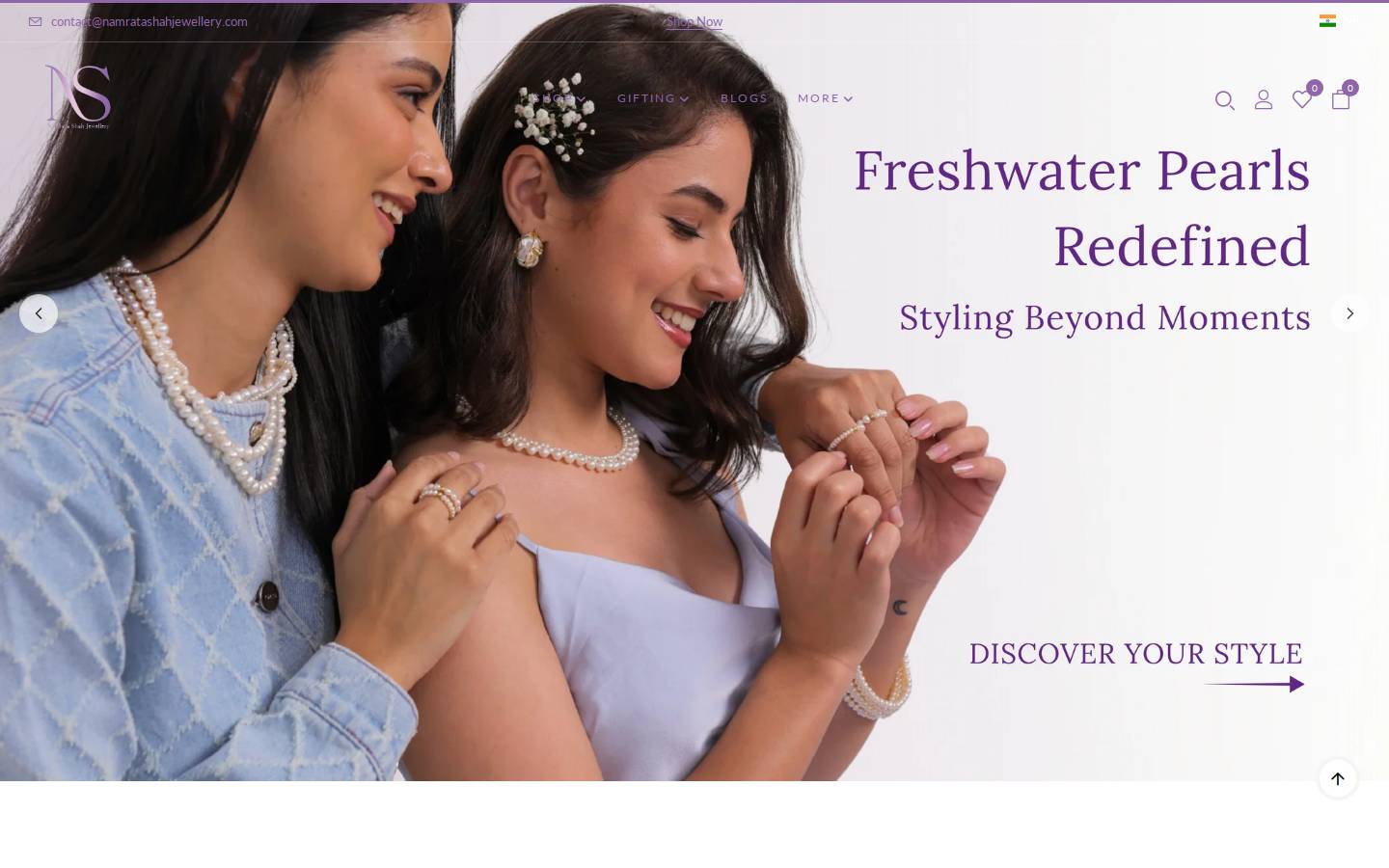 namratashahjewellery.com homepage screenshot