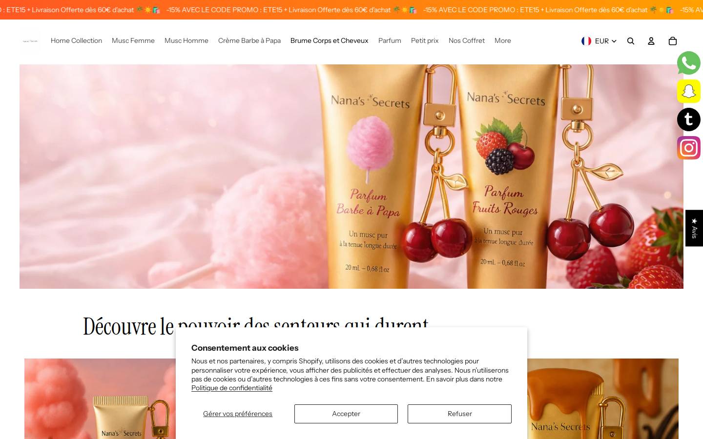 nanasecrets.fr homepage screenshot