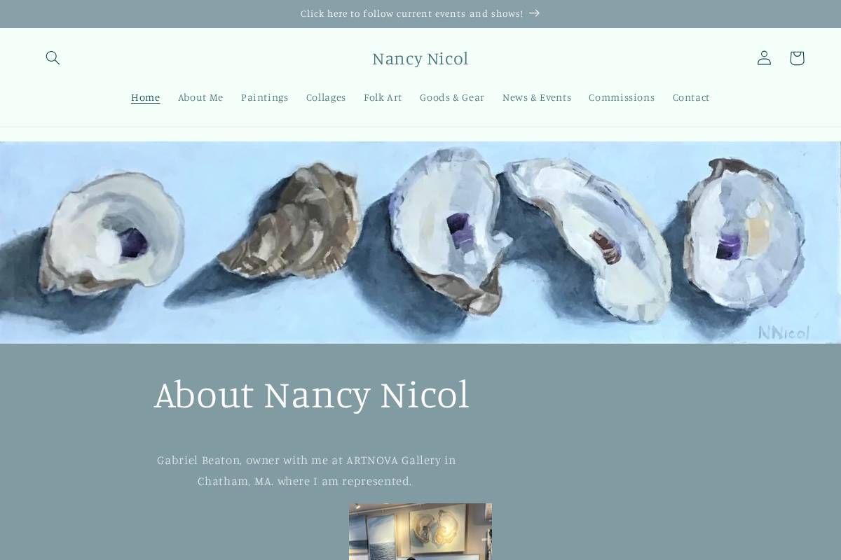 nancynicolart.com homepage screenshot
