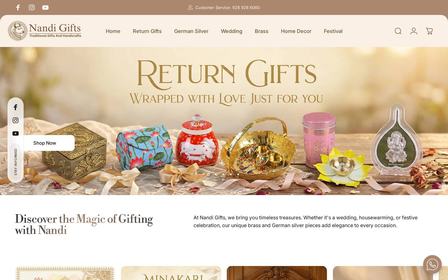 nandigifts.com homepage screenshot