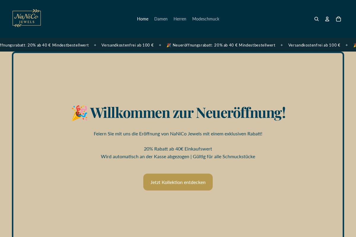 NaNiCo Jewels homepage screenshot