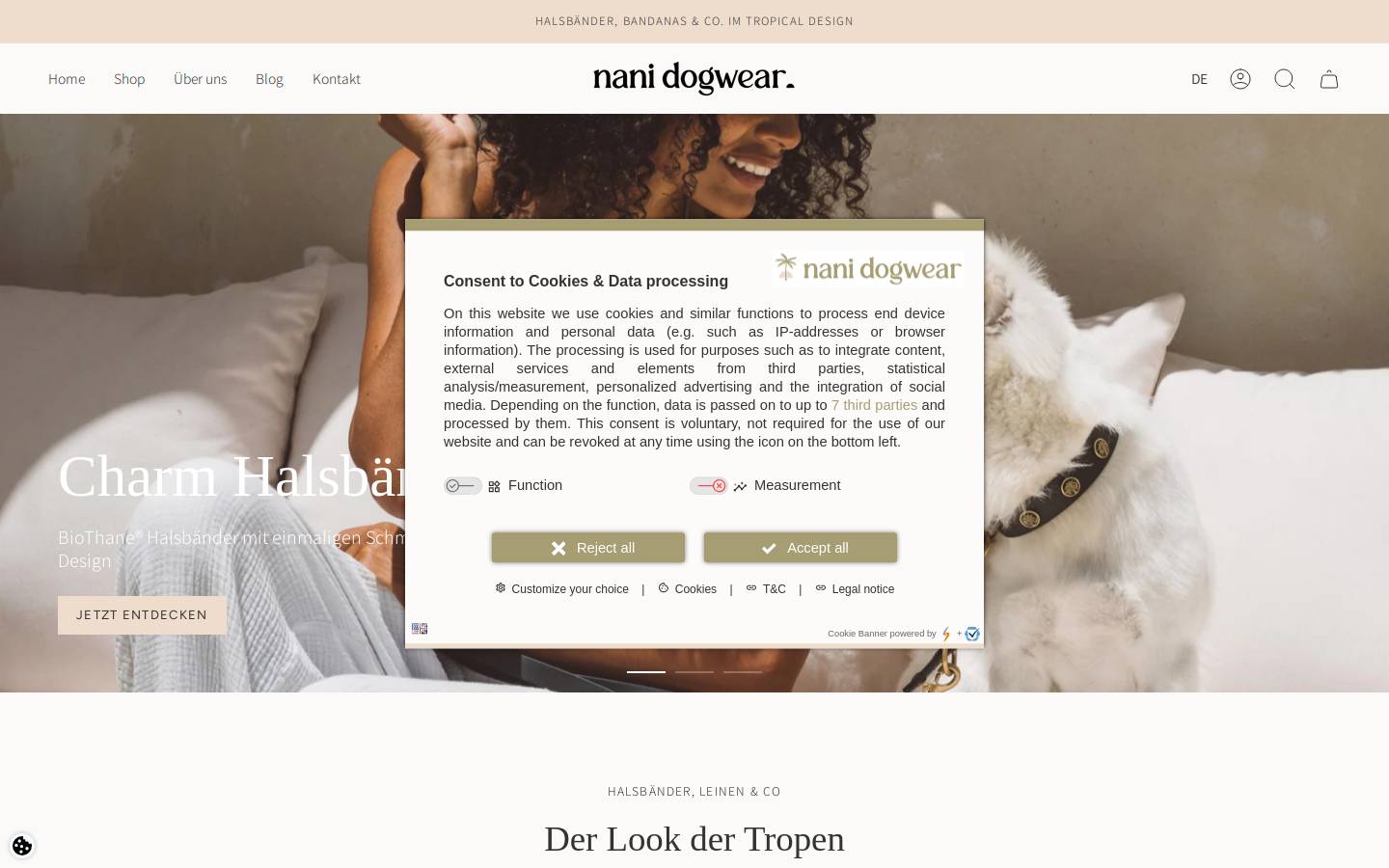 nanidogwear.com homepage screenshot