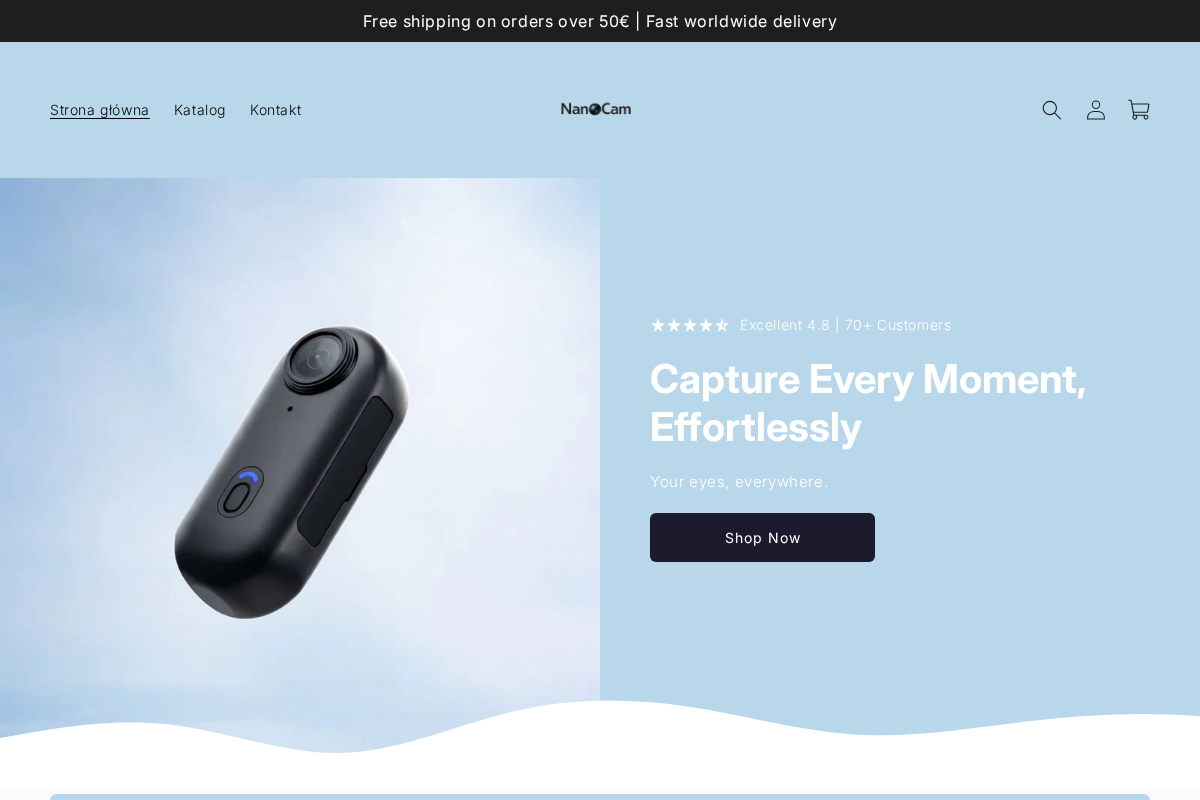 NanoCam homepage screenshot