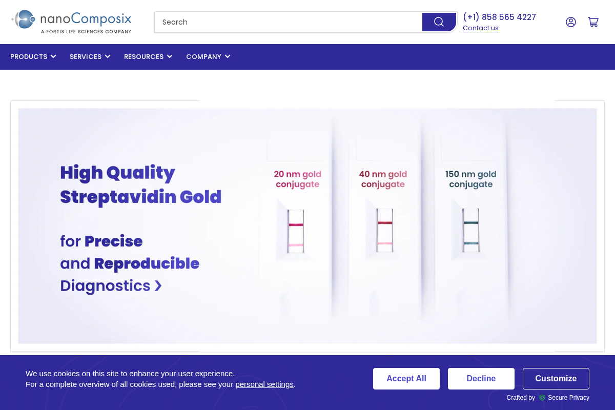 nanoComposix homepage screenshot