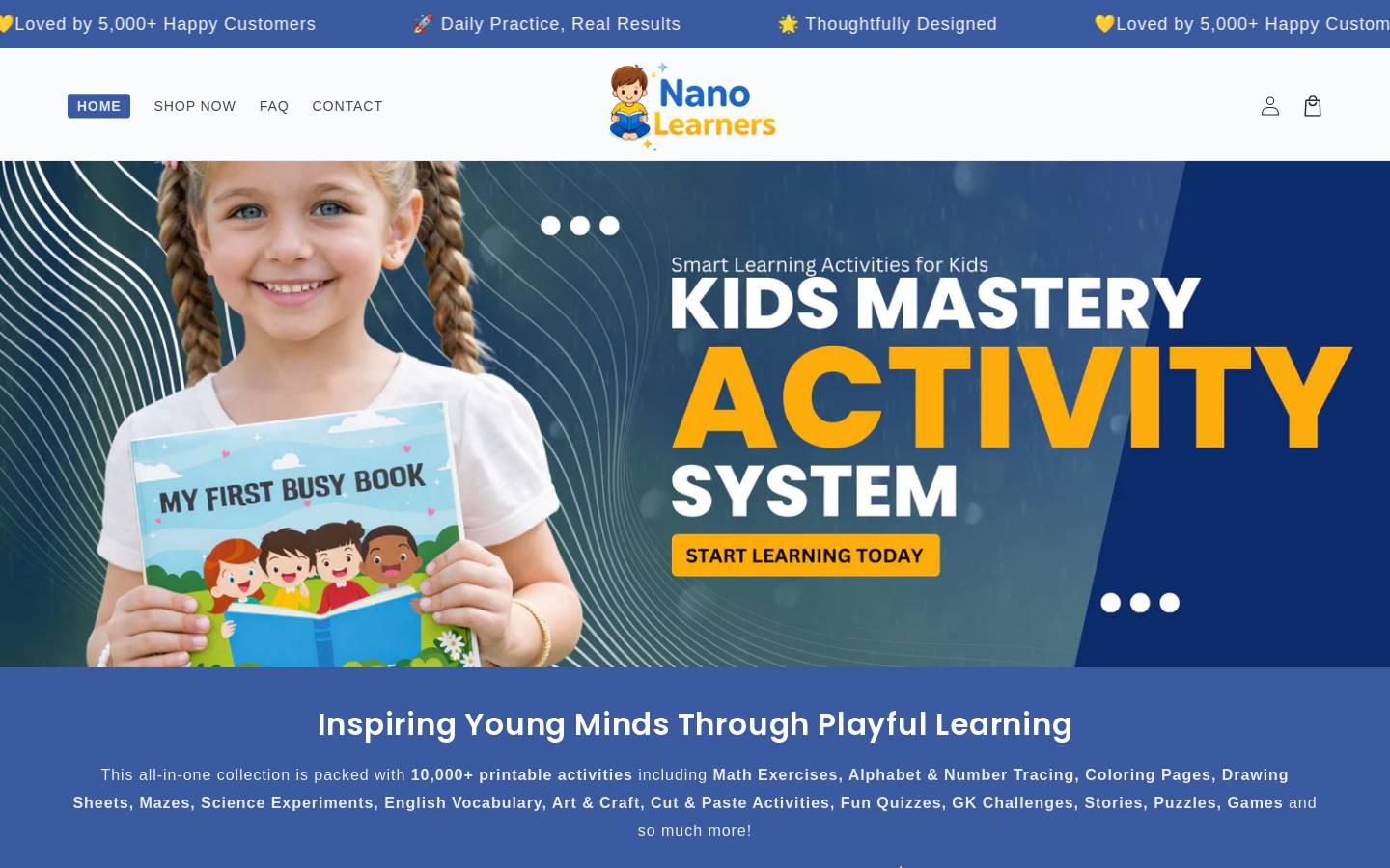 nanolearners.com homepage screenshot