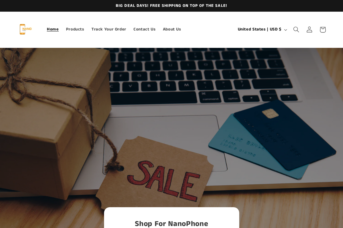 NanoPhone homepage screenshot