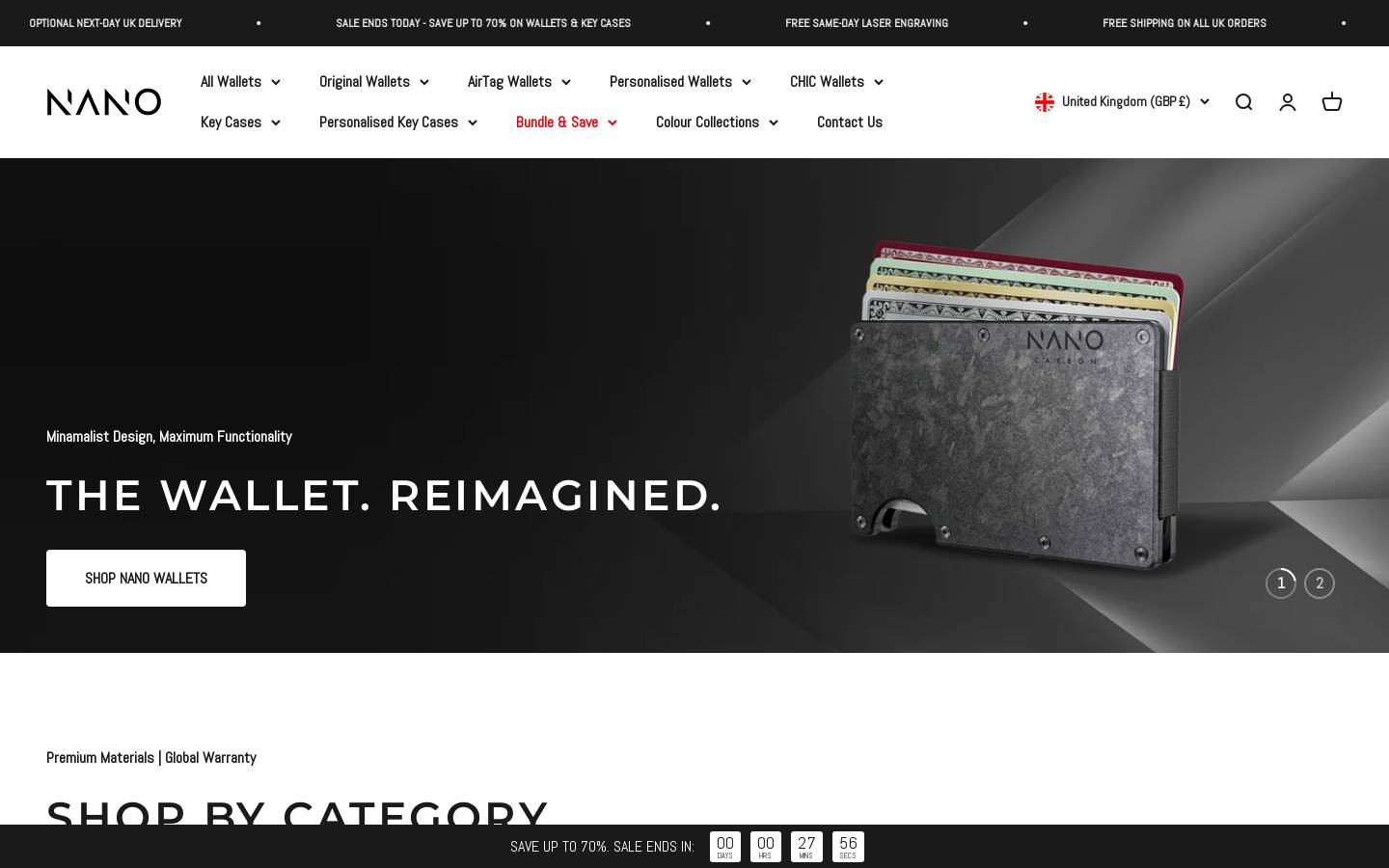 Nanowallets homepage screenshot