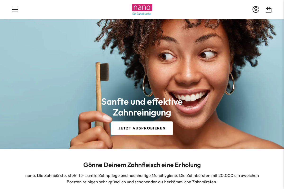 nano. Die Zahnbürste homepage screenshot