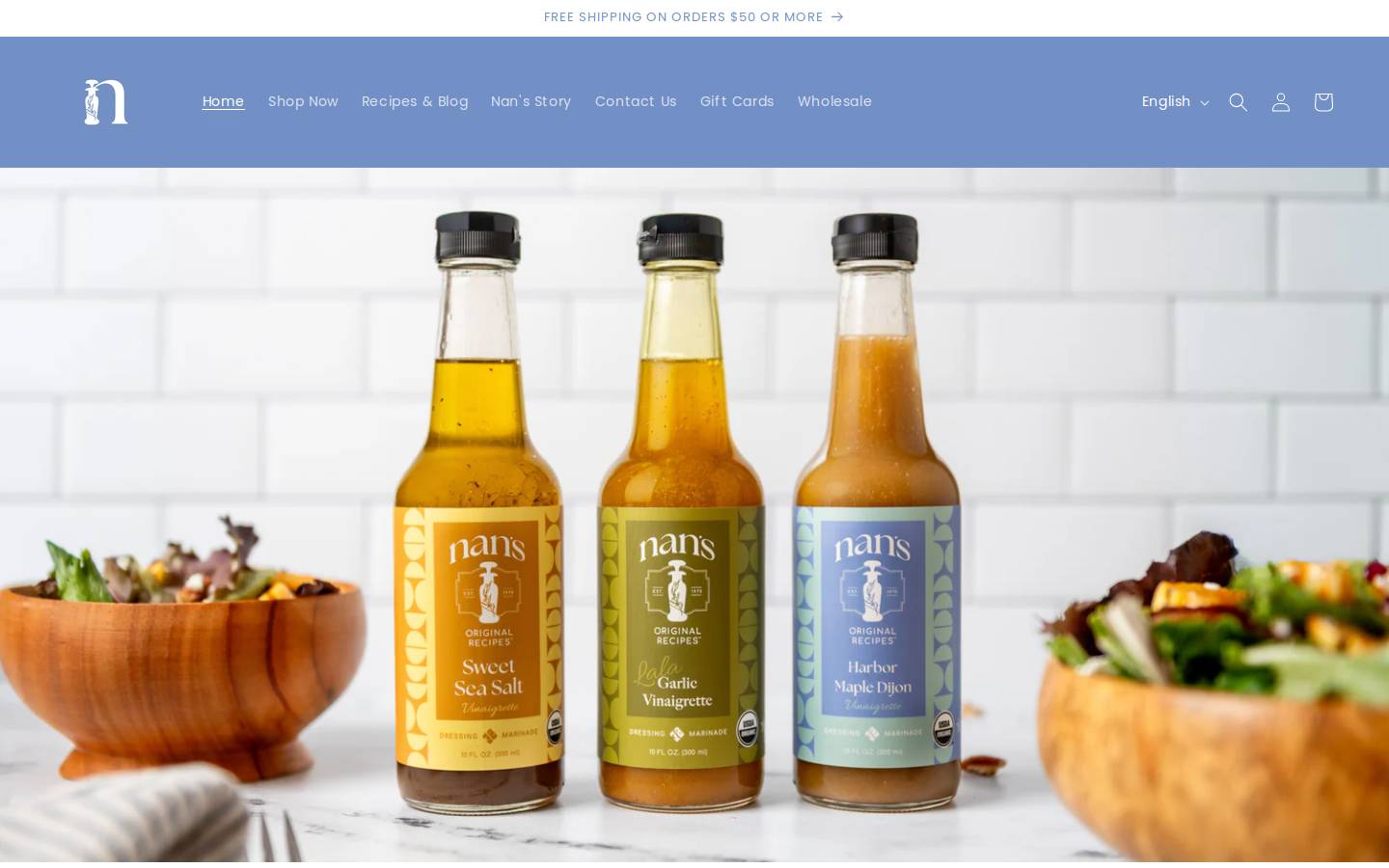 nansfoods.com homepage screenshot