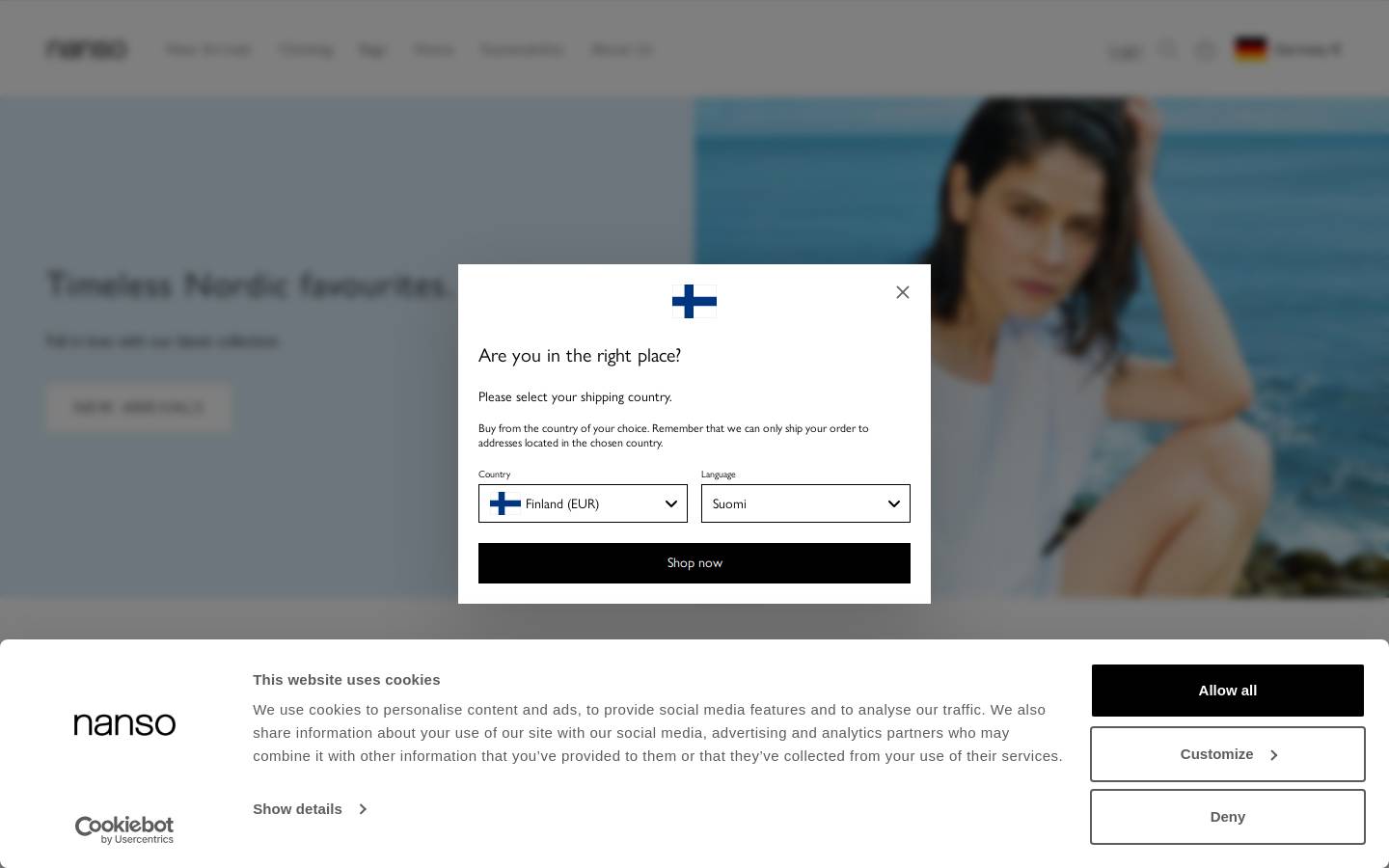 Nansoshop homepage screenshot