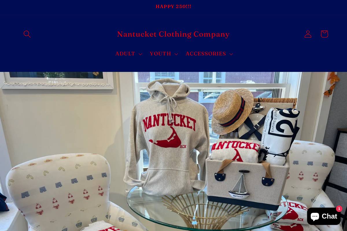 nantucketclothingcompany.com homepage screenshot