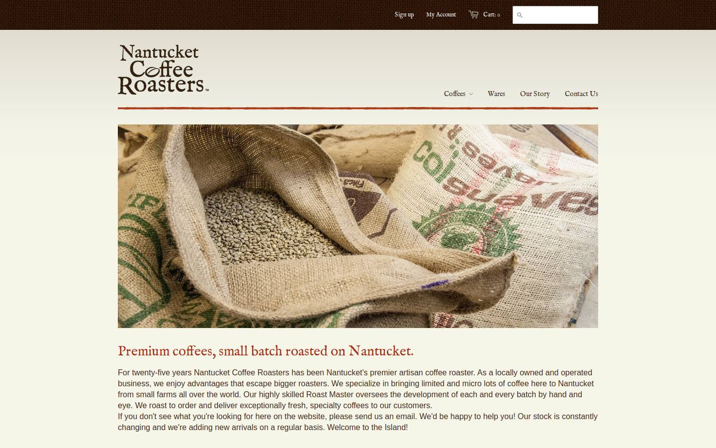 nantucketcoffee.com homepage screenshot