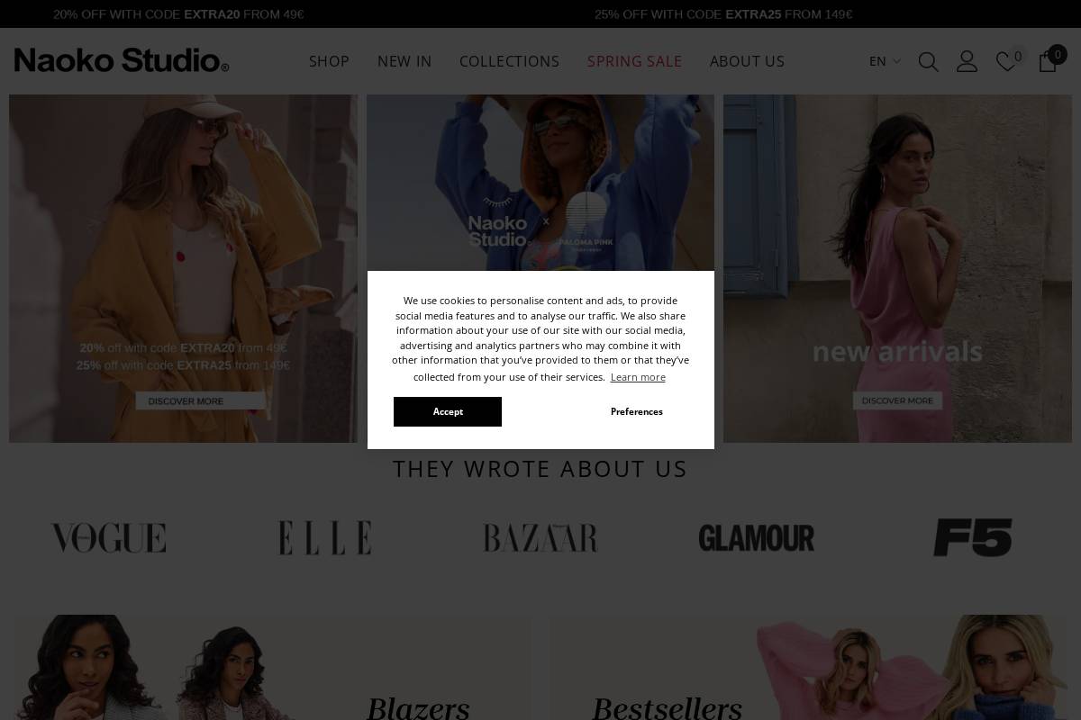 Naoko Store homepage screenshot