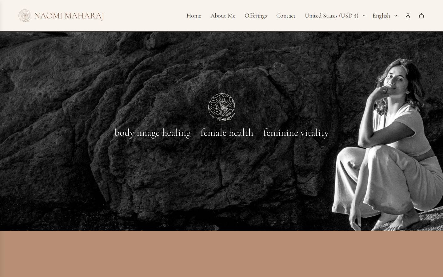 naomimaharaj.com homepage screenshot