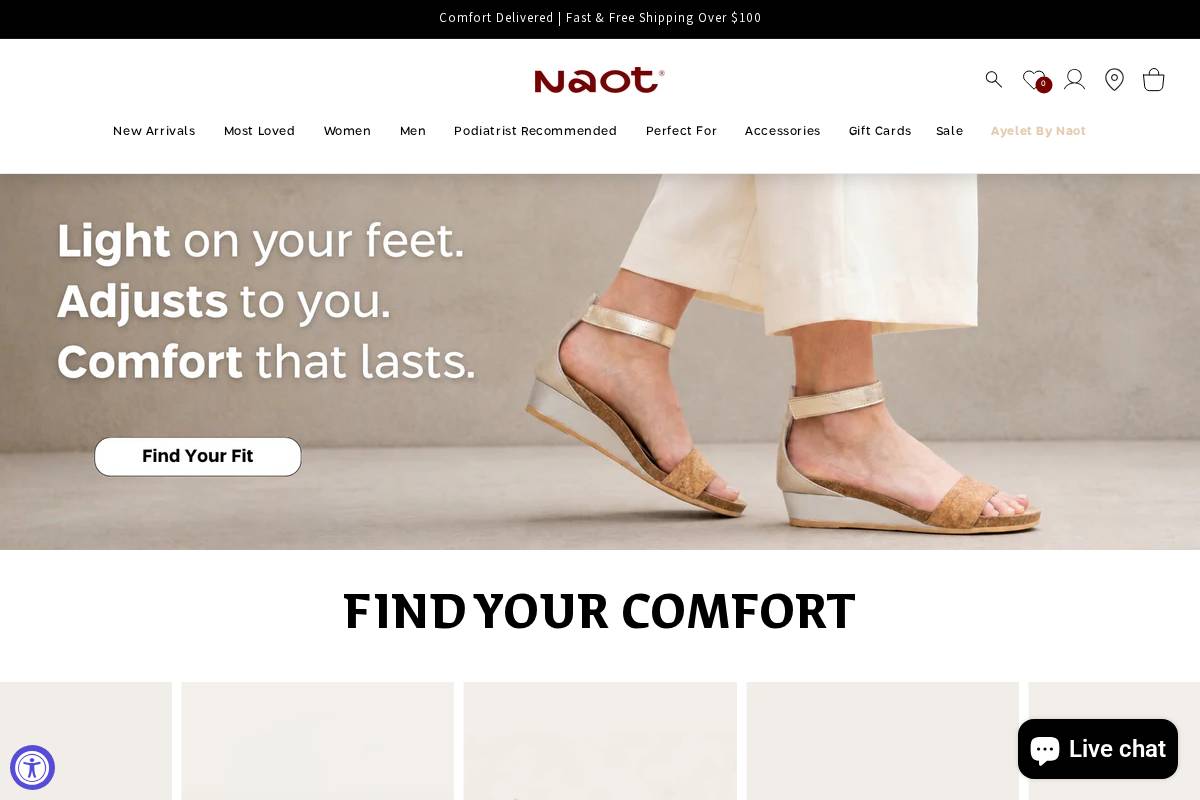 naot.com homepage screenshot