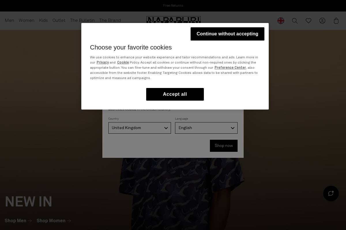 Napapijri homepage screenshot