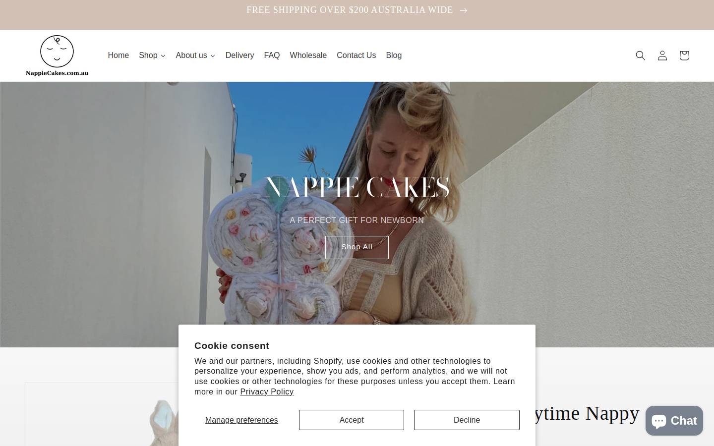 nappiecakes.com homepage screenshot