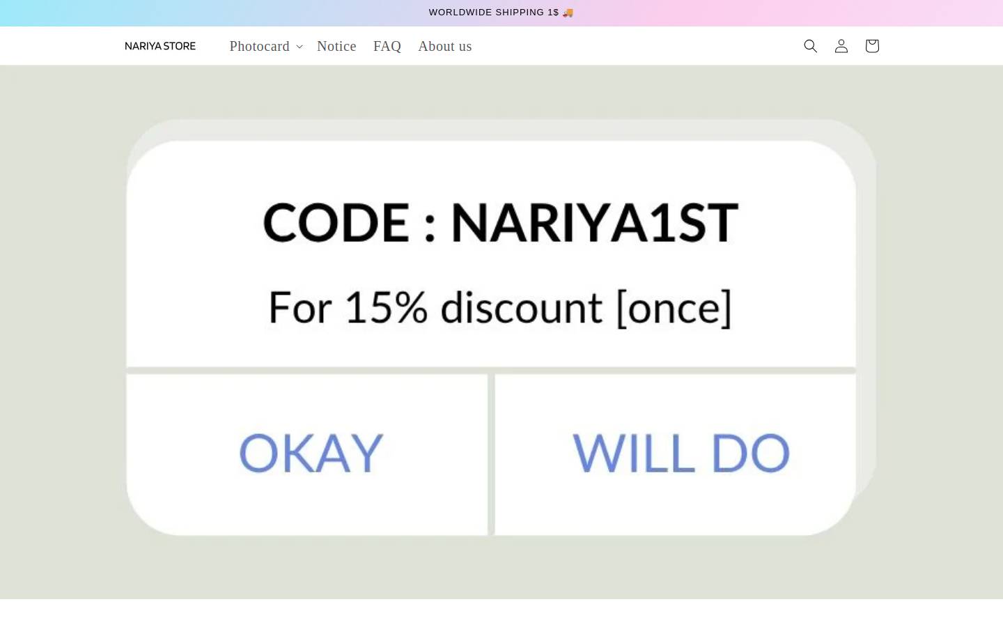 nariyastore.com homepage screenshot