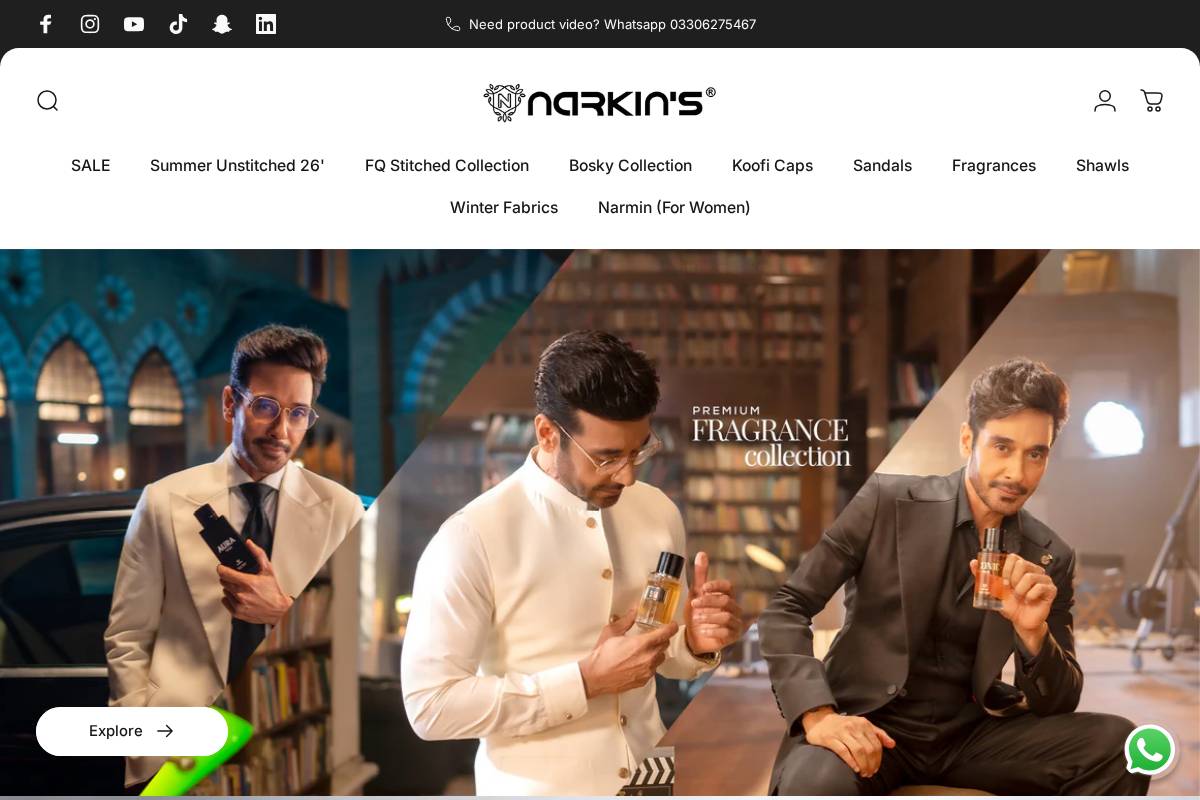 narkins.com homepage screenshot