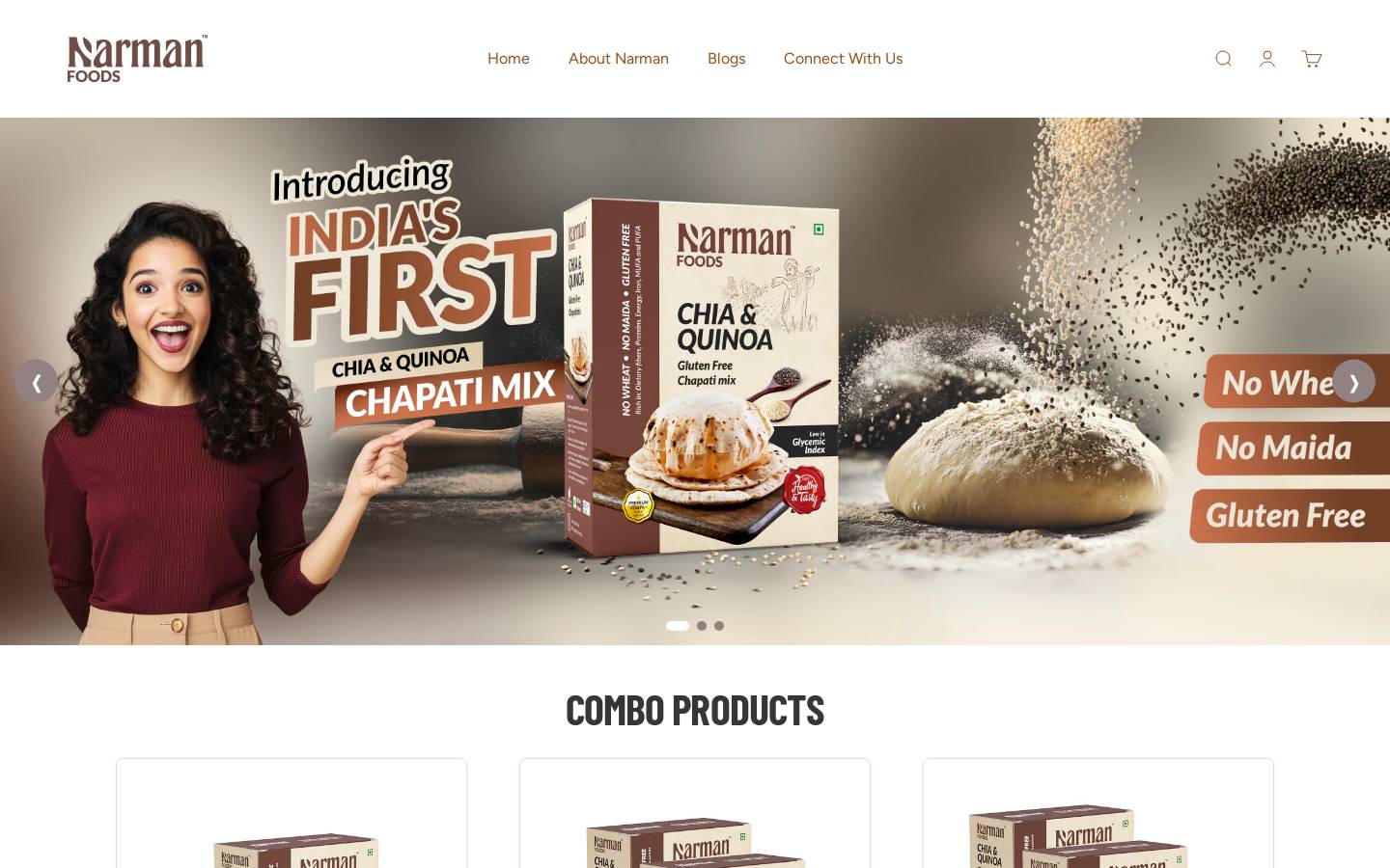 narmanfoods.com homepage screenshot
