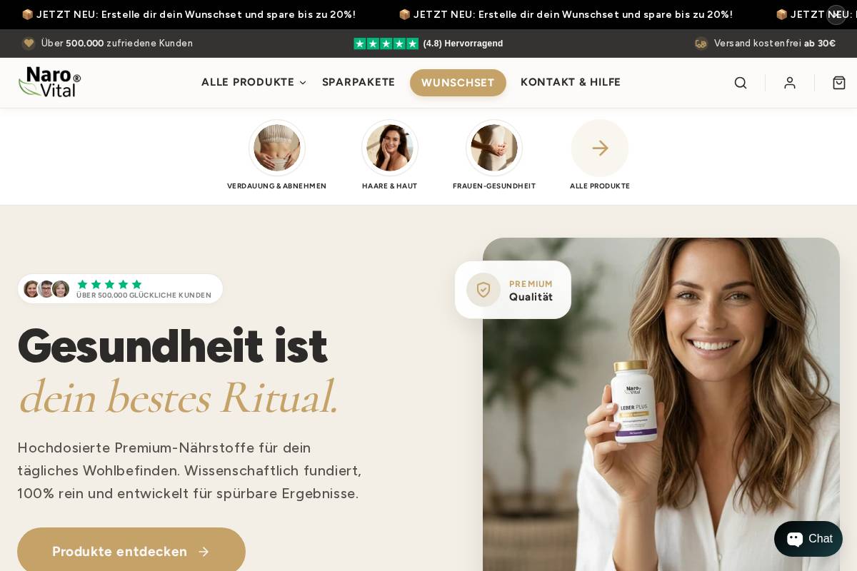 NaroVital homepage screenshot