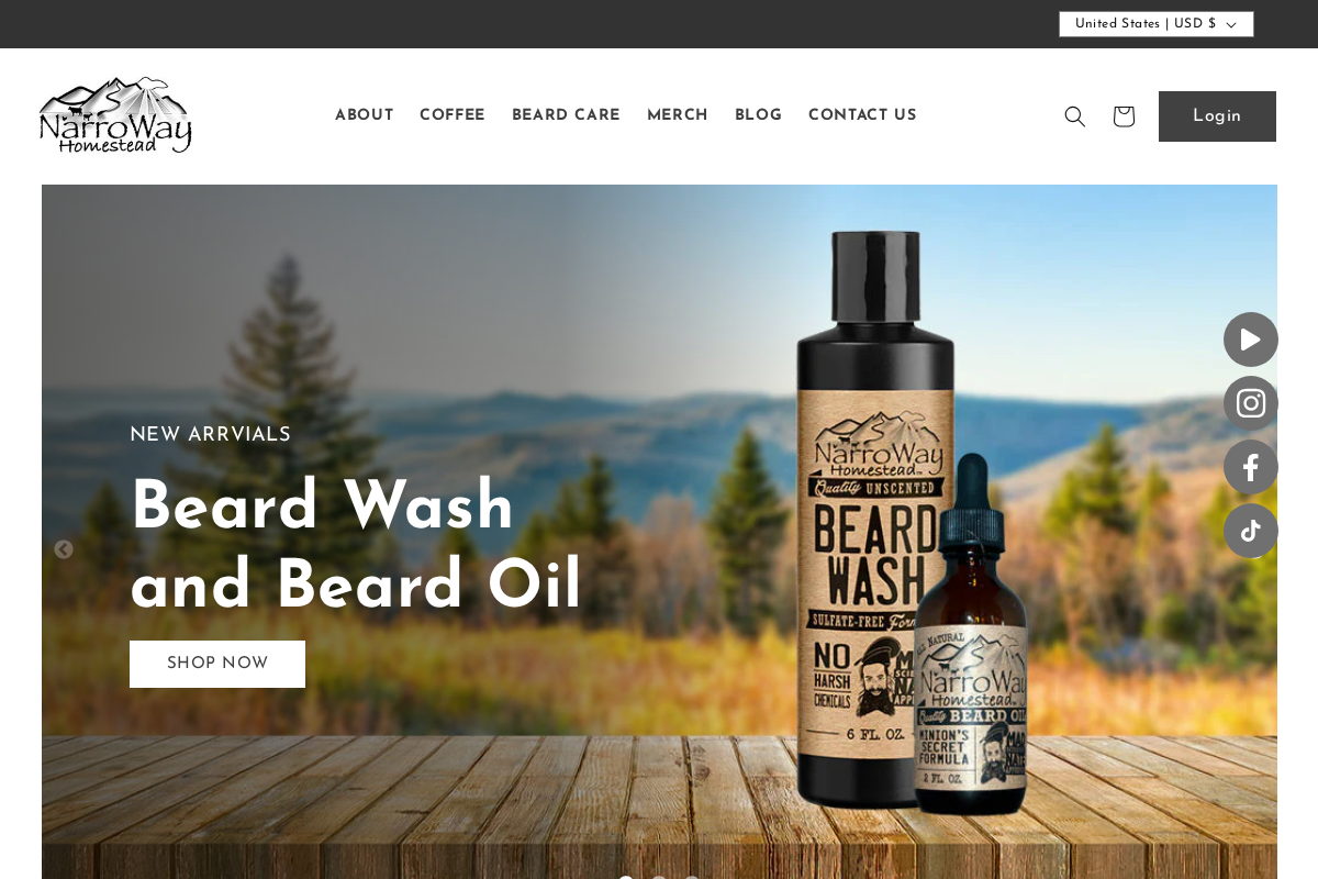 NarroWay Homestead homepage screenshot