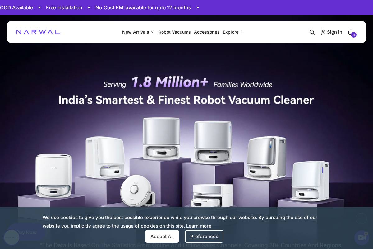narwalindia.com homepage screenshot