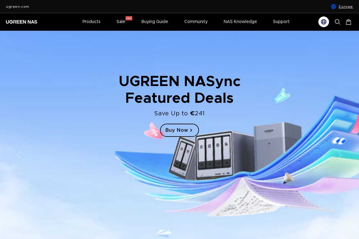 UGREEN NAS EU homepage screenshot