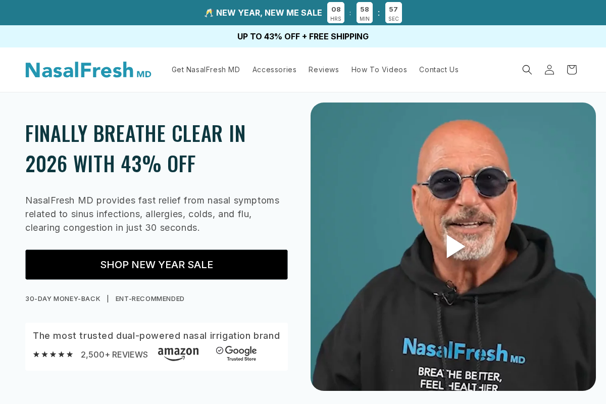Nasalfreshmd homepage screenshot