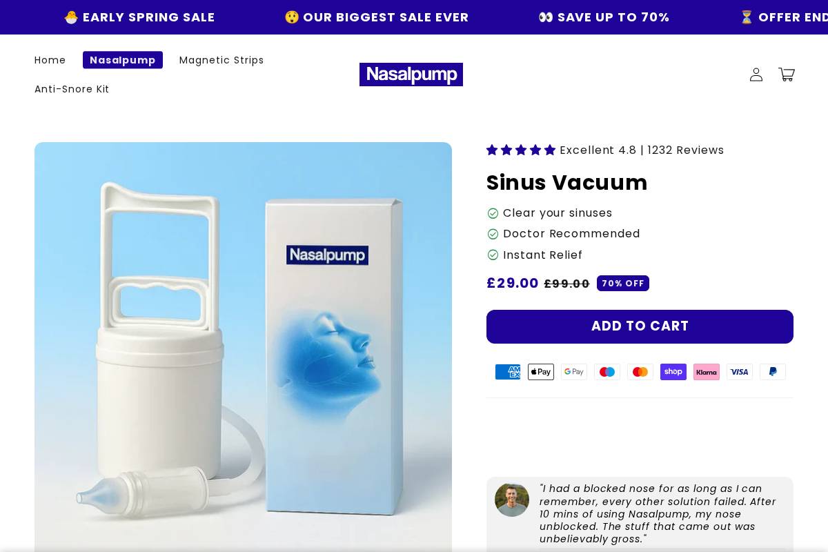 Nasalpump homepage screenshot