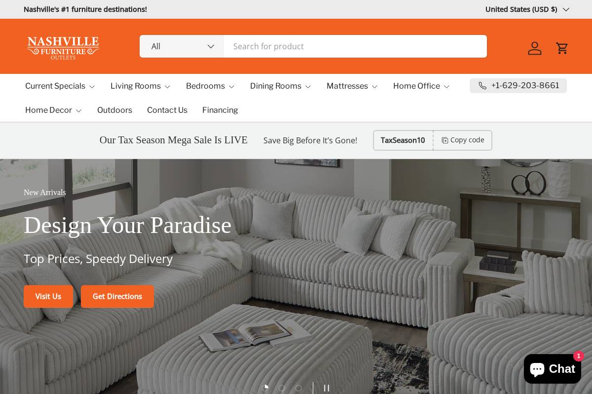 nashvillefurnitureoutlets.us homepage screenshot