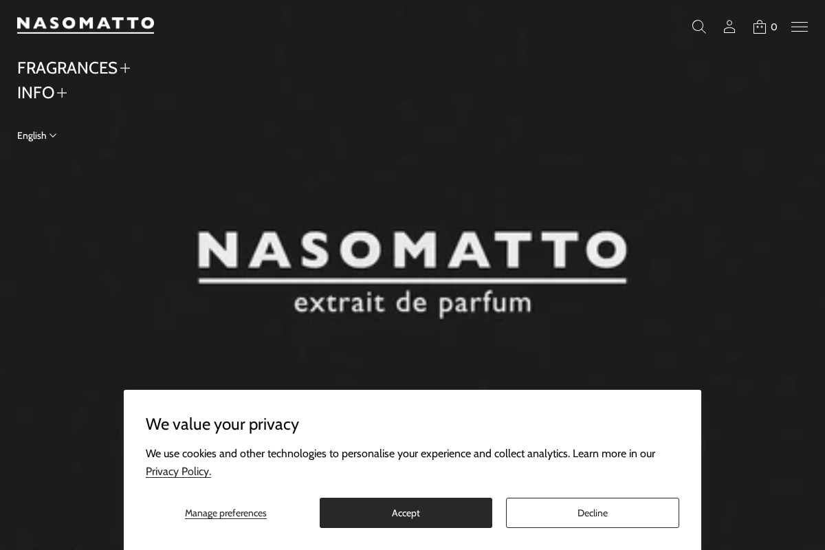 Nasomatto homepage screenshot