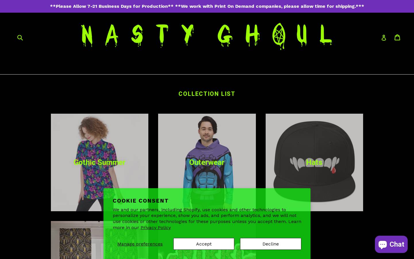 nastyghoul.com homepage screenshot