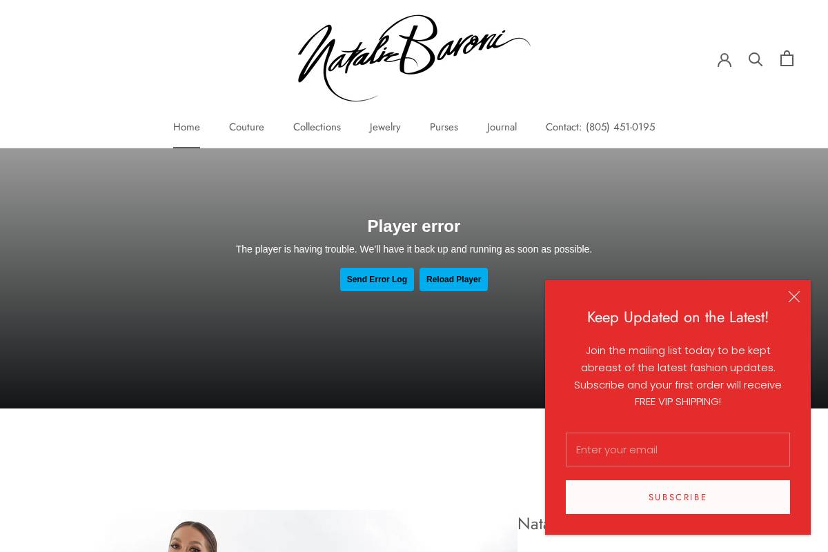 nataliebaronicouture.com homepage screenshot