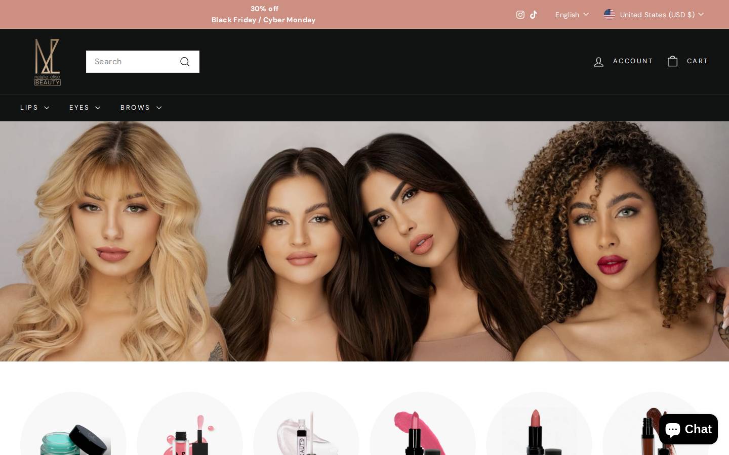 natalieelisebeauty.com homepage screenshot