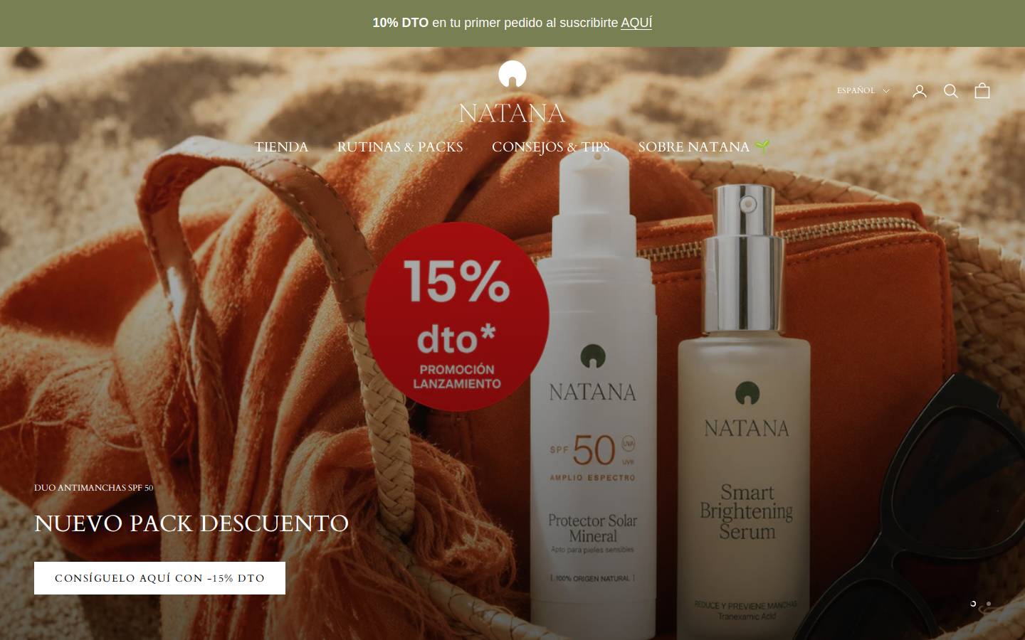 natanacosmetics.com homepage screenshot
