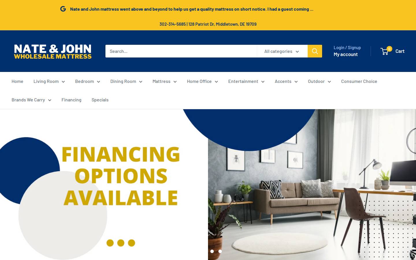 natejohnwholesalemattress.com homepage screenshot