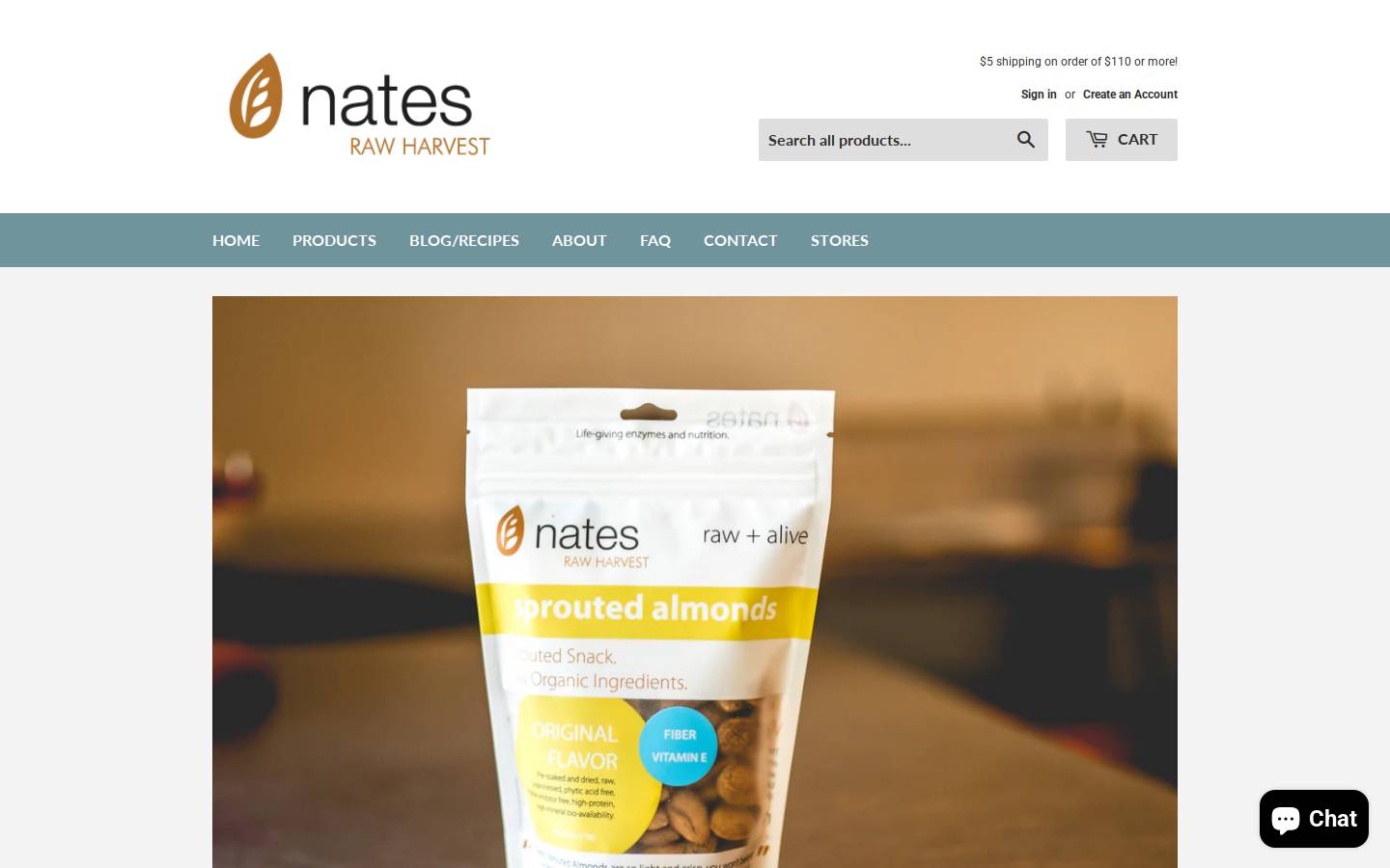 natesrawharvest.com homepage screenshot
