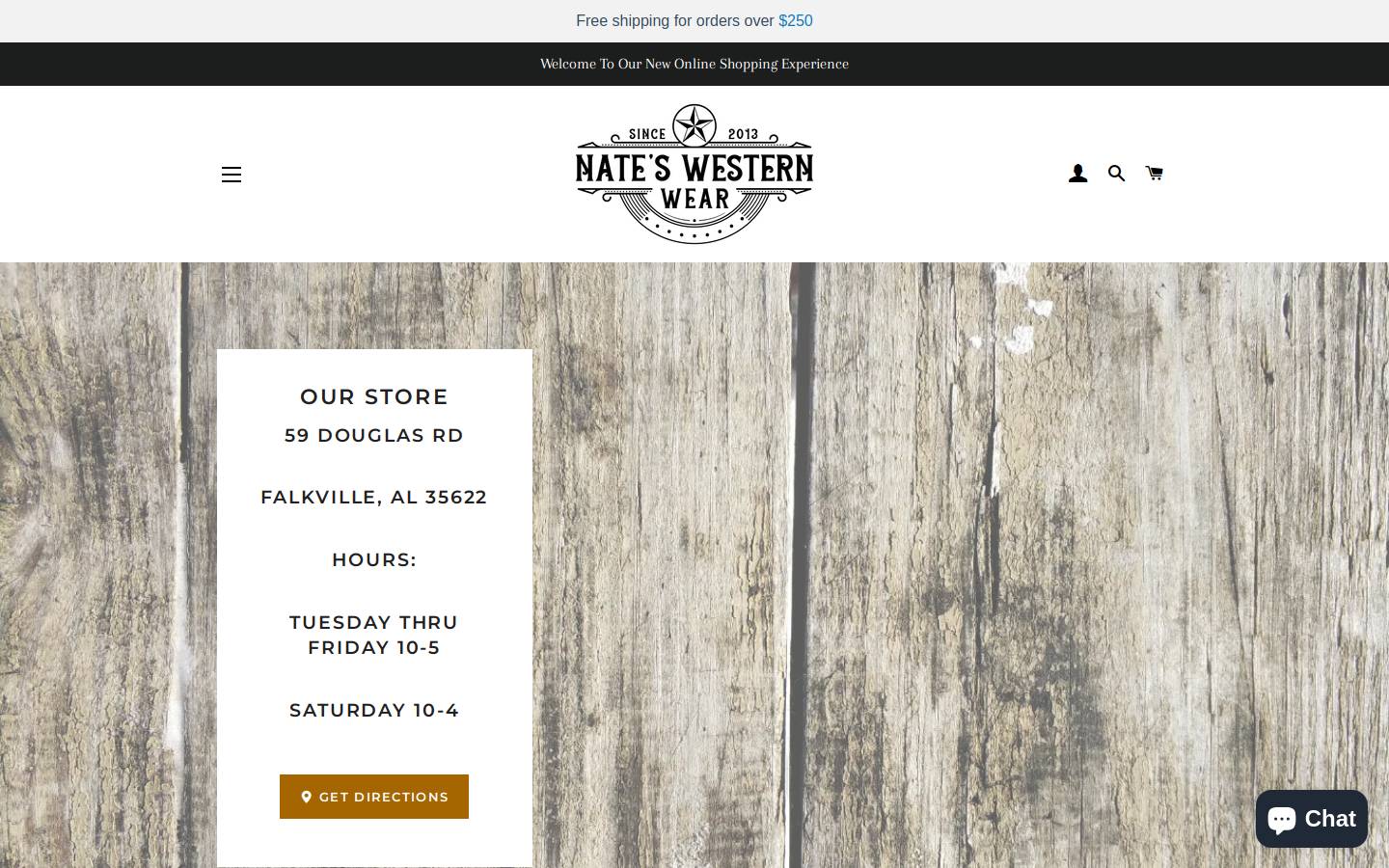 nateswesternwear.com homepage screenshot