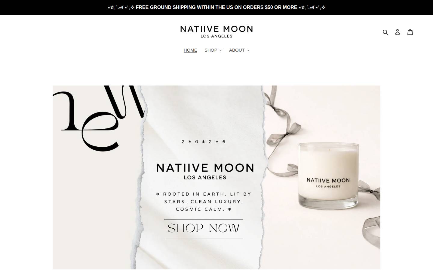 natiivemoon.com homepage screenshot