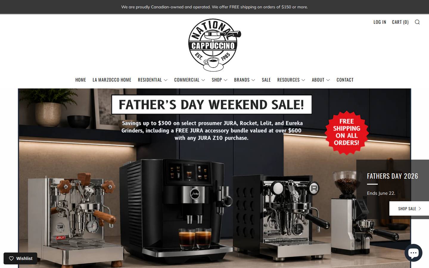 nationalcappuccino.com homepage screenshot
