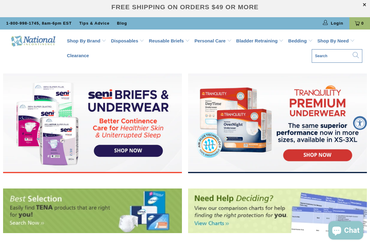nationalincontinence.com homepage screenshot